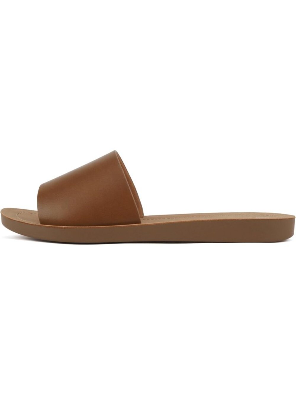 Women's Cognac Peep Toe Beach Basic Plain Slip On Slides Casual Slipper Shoes